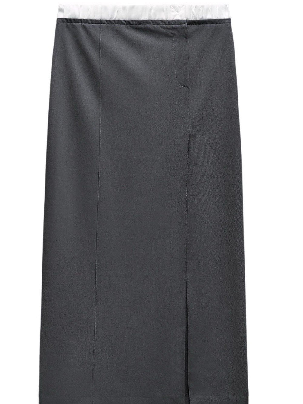 ZARA NWT Grey Contrast Boxer Midi Skirt sz S Preppy